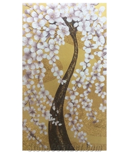 Glass Arts, Little White Pachira Aquatica Glass Medallion