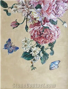 Glass Arts,Nice Flowers Pattern Castle Medallion