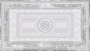 Grey and White Rectangle Shape Glass Mosaic Art
