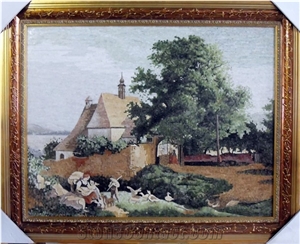 Landscape Glass Art Design Medallion for Wall
