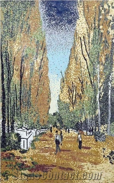Landscape Scenery Of Fall Season Glass Mosaic