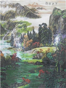 Landscape Scenery Of Villa Glass Mosaic Art Medallion