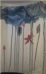Little Grey and White Lotus with Dragonfly Glass