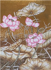 Little Pink and White Lotus with Dragonfly Glass
