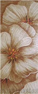 Little Yellow Lotus Flowers Glass Mosaic Art Medallion