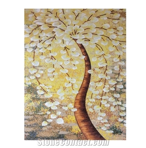 Little Yellow Pachira Aquatica Glass Medallion for Corridor