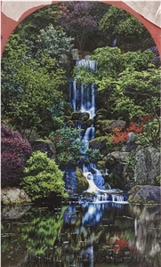 Mountain Streams Glass Mosaic Art Medallion for Wall