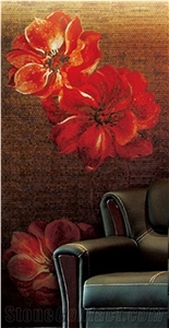 New Red Flowers Series Glass Mosaic Artworks