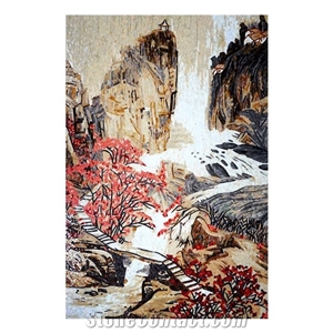 Scenery Of Moutian Houses Glass Mosaic Art Medallion