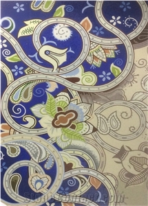 Special Design Pattern Of Red Flowers Vine Glass Mosaic Art