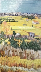 Van Gogh Works Of Harvest Design Glass Medallion