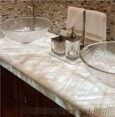 Cristallo Quartzite Ice Jade Stone Vanity Top Countertops