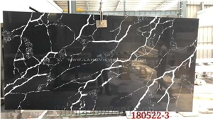Marquina Quartz Black Calacatta Quartz for Kitchen Countertop