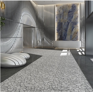 Black Terrazzo Kitchen Flooring Cement Glass Tile Pattern