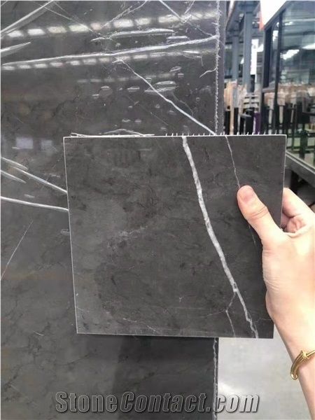 Pietra Grey Light Brown Marble Wall Tile Slab Countertop Use