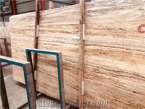 Italy Golden Travertine Slab Wall Flooring Tile Pattern Use