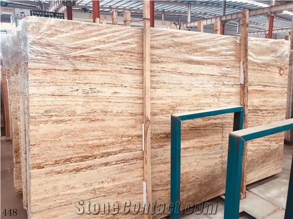 Italy Golden Travertine Slab Wall Flooring Tile Pattern Use
