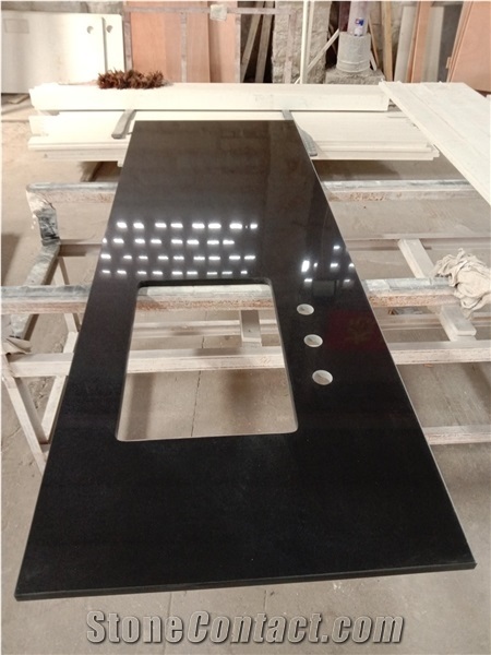 Pure Black Quartz for Countertop and Vanity Top