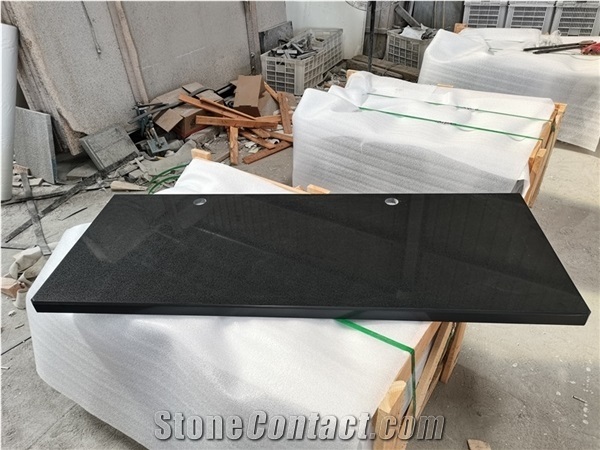 Pure Black Quartz for Countertop and Vanity Top
