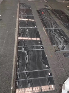 Tesla Black Wave Marble Polished Slab Floor Tiles