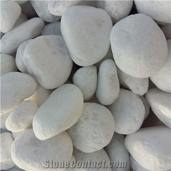 Roundness Tumbled Pebble Stone White Color