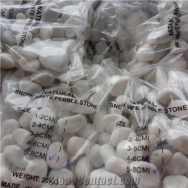 Roundness Tumbled Pebble Stone White Color