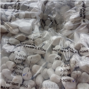 Roundness Tumbled Pebble Stone White Color
