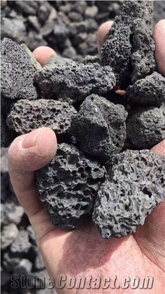 Black Lava Stone Pebbles Walkway