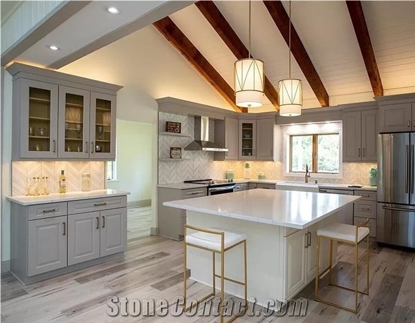 Chevron Large Dolomite White Marble Mosaic Tile Backsplash
