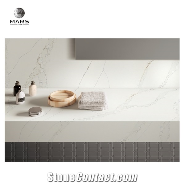 Engineered Calacata Quartz Stone Artificial Marble Vanity Tops
