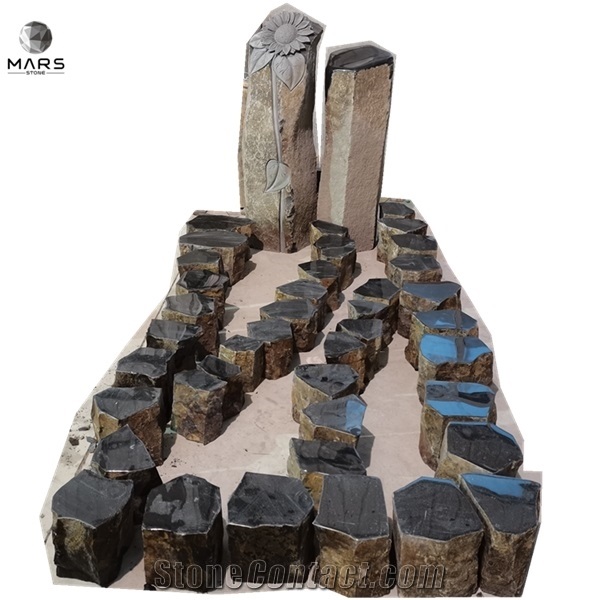 New Design Custom Germany Type Natural Basalt Tombstone