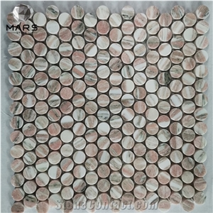 Norway Rose Marble Rhombus Pink Mosaic Tiles Backsplash