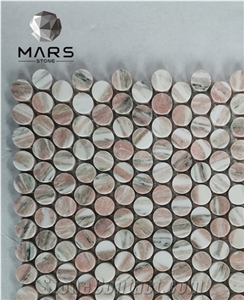 Norway Rose Marble Rhombus Pink Mosaic Tiles Backsplash