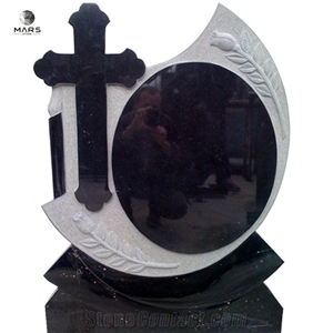 Western Cross Shape Black Granite Headstones and Monuments