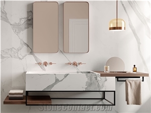 3d Print Calacatta Artificial Marble Slab Bathroom Tile