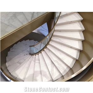 Large Porcelain Slab Spiral Staircase For Interior Design