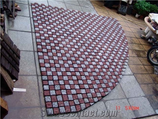 High Quality Porphyry Red Cobble Stone Pavements