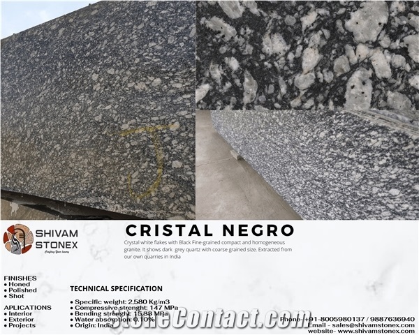 Crystal Black Granite/Negro Granite Slabs