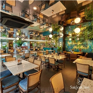Quartz Restaurant Table Tops, Bistro Table Tops, Engineered Stone Cafe Table Tops