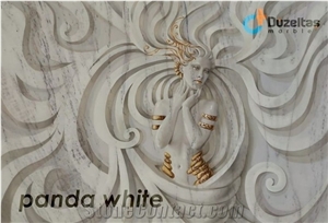 Panda White Marble Cnc Carved Wall Panda White Marble Cnc Carved Wall