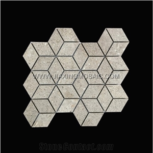 Grey Cubic Porcelain Mosaic Tile