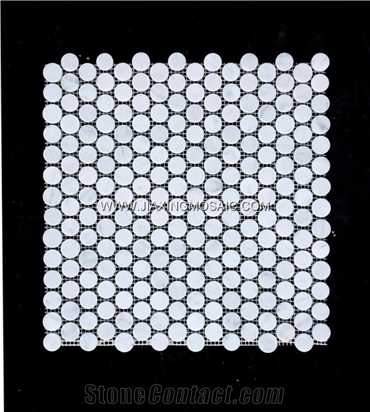 Penny Round Carrara White Honed Circular Rounded Mosaic Tile