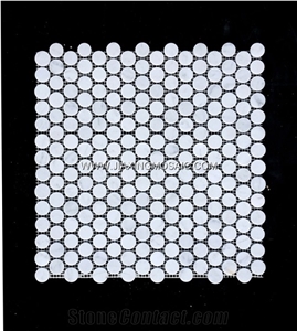 Penny Round Carrara White Honed Circular Rounded Mosaic Tile Penny Round Carrara White Honed Circular Rounded Mosaic Tile