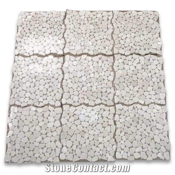 Beige Marble Medium Lantern Shaped Mosaic Tiles