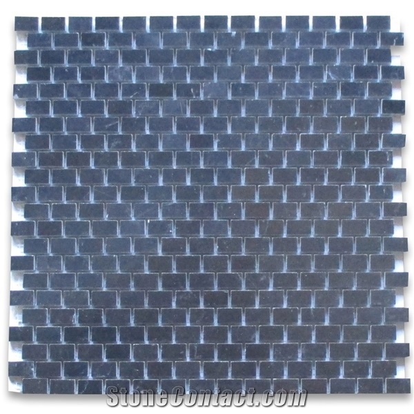 Black Marquina Mini Brick Mosaic Tile Polished