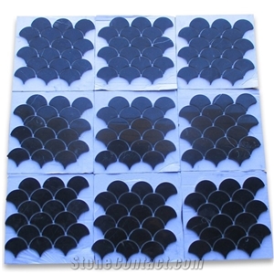 Polish Black Marble Lantern Shaped Mosaic Tiles