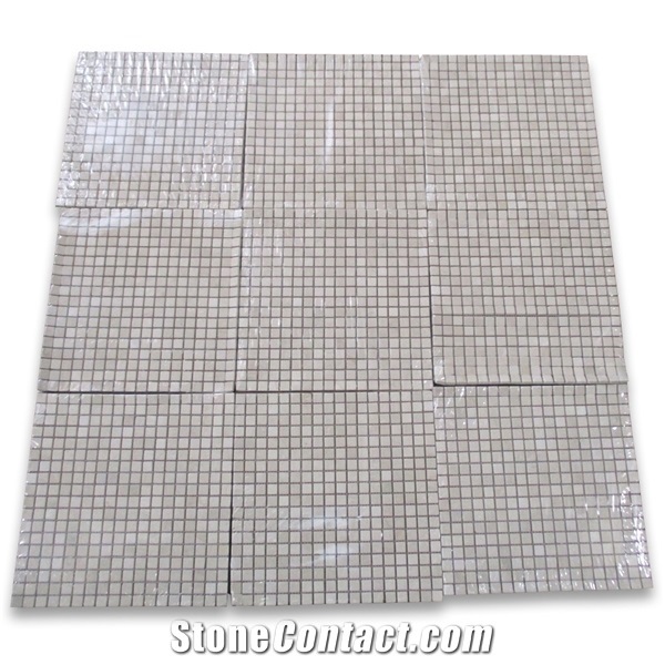 Square Mosaic Tiles Crema Marfil Marble 2x2