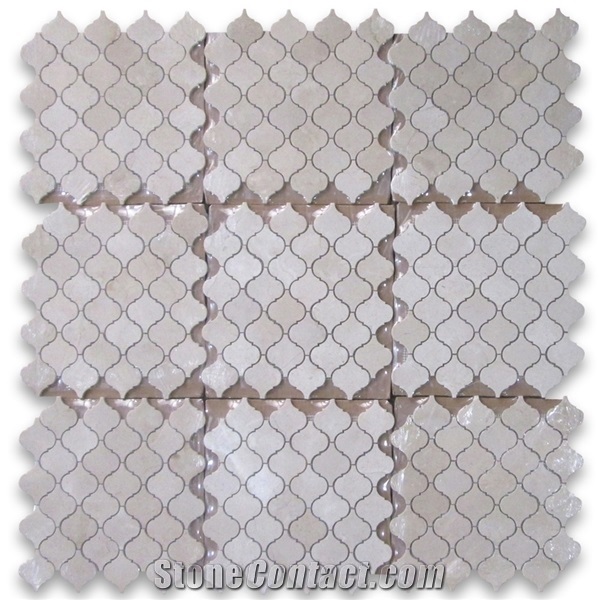 Square Mosaic Tiles Crema Marfil Marble 2x2