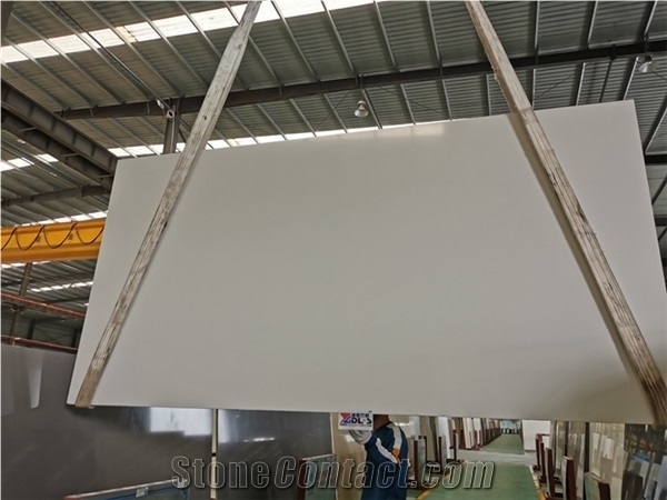 Polished China Pure White Artificial Stone Marble Slabs