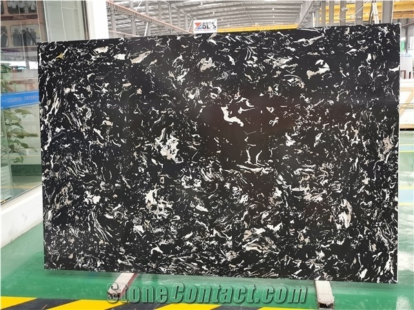 Silver Dragon Black Artificial Marble Stone Slab Tile Floor